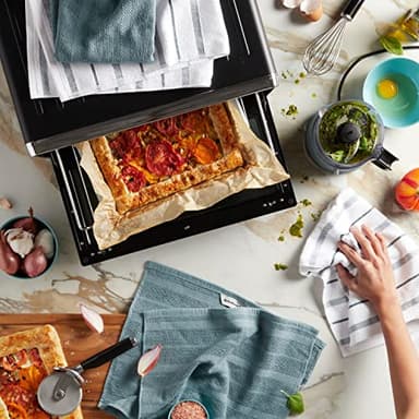 KitchenAid Albany Kitchen Towel 4-Pack Set, Fog Blue/White, 16"x26" - Image 6