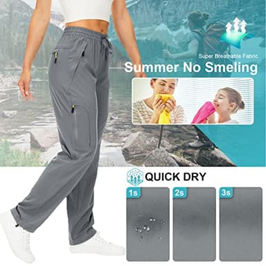 Women's Hiking Cargo Pants Quick Dry UPF50+ Outdoor Pants for Women Fishing Safari Travel Stretchy Pants with Pockets,6608,Grey,S - Image 3