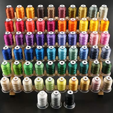 New brothread 63 Colors Compatible with Brother Polyester Embroidery Machine Thread Kit 500M (550Y) Each Spool Compatible with Brother Babylock Janome Singer Pfaff Bernina Embroidery Sewing Machine - Image 1