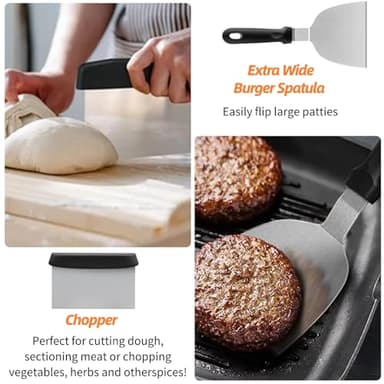 TianfuSpanda Griddle Accessories Kit, Flat Top Grill Accessories 9Pcs BBQ Tool Sets Blackstone Accessories with Scraper, Spatula, Grilling Cooking Kit Applicable to Blackstone - Image 4
