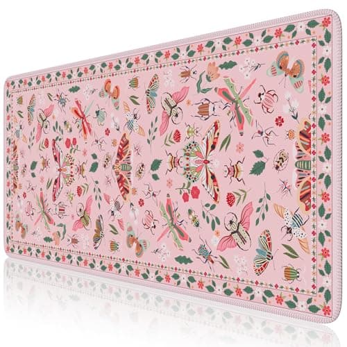 iCasso Pink Desk Pad Mat, XXL Large Mouse Pad, Desk Matt for Desktop, Anti-Slip Big Mousepad with Stitched Edges, Mouse Mat for Computer(Pink) - Image 1