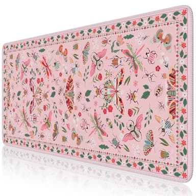 iCasso Pink Desk Pad Mat, XXL Large Mouse Pad, Desk Matt for Desktop, Anti-Slip Big Mousepad with Stitched Edges, Mouse Mat for Computer(Pink) - Image 1