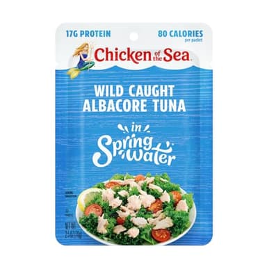 Chicken of the Sea Albacore Tuna in Water Packet, 2.5 oz. Packets (Box of 12), Wild Caught Tuna, Gluten-Free - Image 4