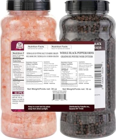 52USA Whole Black Peppercorns 18 oz + Himalayan Pink Salt (Coarse Grain) 39 oz, Salt and Pepper Grinder, Black Peppercorn Refil, Kosher Salt for Grinder Refill, Pink Himalayan Sea Salt, 2 Piece Set - Image 2