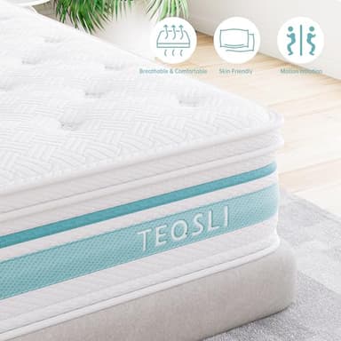 TeQsli Queen Mattress 12 inch Hybrid Mattress with Gel Memory Foam Innerspring Mattress in a Box for Pressure Relief & Cooling Sleep Queen Size Mattress, 100 Nights Trial - Image 4