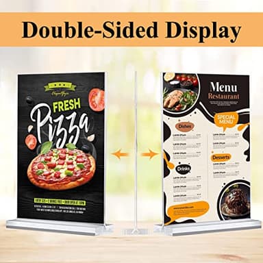 Arrobust Acrylic Sign Holder 8.5 x 11, Double Sided Clear Acrylic Display Table Signs Stand, T Shape Flyer Holder Plastic for Picture Paper Frame Holder Home Office Menu Retail Show Fair, 6 Pack - Image 3