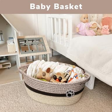 HiChen Dog Toy Basket Small Baskets for Gifts, Woven Baby Storage Basket for Towels, Toys, Storage Organizer Bins for Living Room, 12 x 8 x 5 inches - Image 4