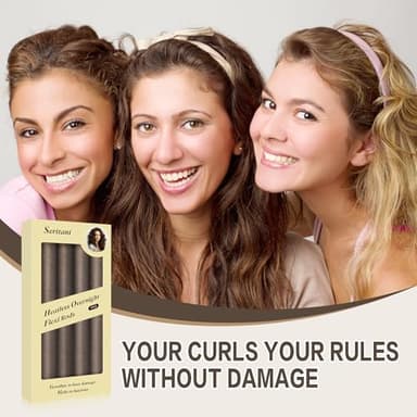 Heatless Curls Overnight Hair Curler - 4 Pcs Curling Rod to Sleep In, Velvet Hair Rollers with Satin Hair Scarf - Image 7