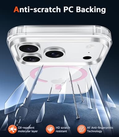 FNTCASE for iPhone 17 Pro-Max Case Clear: Magnetic Transparent Phone Cases with Screen Protector Slim Military Grade Drop Protection Rugged Shockproof Protective Cell Phone Cover (Pink) - Image 5