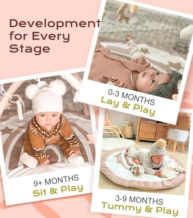 Baby Play Gym Mat, Tummy Time Activity Mat with 7 Detachable Toys and 12 Milestone Cards for Stage-Based Sensory and Motor Skill Development, Washable Play Mats for Infant, Newborn Baby Essentials - Image 5