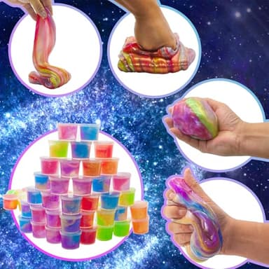 Fervfes 48 Packs Unicorn Galaxy Slime, Colorful Sludgy Gooey Fidget Galaxy Slime Kit for Sensory and Tactile Stimulation, Prize, Party Slime Favors,Easter Basket Stuffers - Image 5