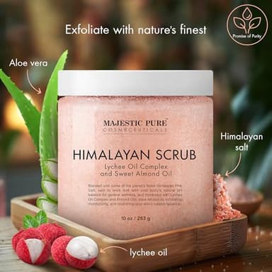 MAJESTIC PURE Himalayan Salt Body Scrub with Lychee Oil, Exfoliating Salt Scrub to Exfoliate & Moisturize Skin, Deep Cleansing - 10 oz - Image 2