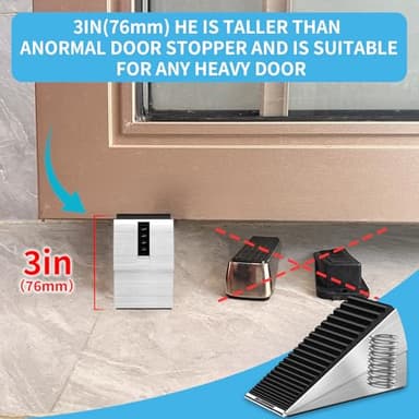 AIMAXINKE Strongest Adjustable Spring Loaded Large Door Stopper - Heavy Duty Tall Door Stop Wedge Door Stoppers for Bottom of Doors,Tall up to 3 in Doorstop Stainless steels Made Suits Any Heavy Gate - Image 5