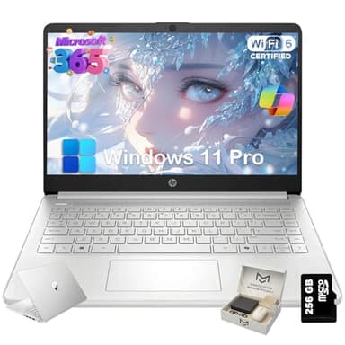 HP 2025 14 inch Laptop Computer for Student & Business, Intel Quad-Core N150 CPU, 16GB RAM, 384GB Storage (128GB UFS+256GB SD Card), 1 Year Office 365, Lightweight, Win 11 Pro, Copilot AI, Silver - Image 1