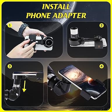 Telescope with Digital Eyepiece - Astronomy Refracting Telescope 90mm Aperture 900mm.For Beginners,Kids and Professionals, Vertisteel Altazimuth Mount, Powerful and Compact.Perfect for Observing Black - Image 8