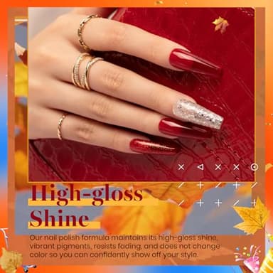 Beetles Fall Gel Nail Polish Set - 20 Colors Yellow Orange Burgundy Red Brown Black Green Gel Nail Polish Kit with Glossy Matte Gel Top Base Coat Soak Off Uv Manicure Gift for Women - Image 3