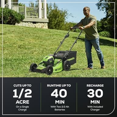 Greenworks 80V 21" Brushless Cordless (Push) Lawn Mower (75+ Compatible Tools), (2) 2.0Ah Batteries and 30 Minute Rapid Charger Included - Image 3