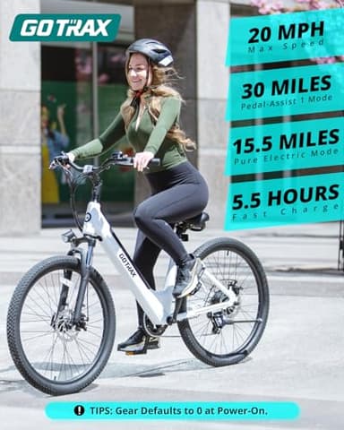 Gotrax Dolphin 26" Electric Bike, Max Range 30Miles(Pedal-assist1) & 20Mph Power by Peak 500W, 5 Pedal-Assist Levels & Front Suspension, 7-Speed&Boost Mode, City E-Bike for Adult White - Image 2