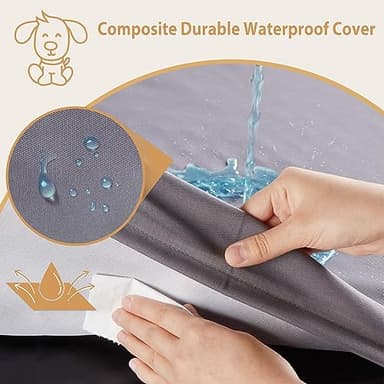 BFPETHOME Outdoor Dog Beds for Large Dogs, Waterproof Dog Bed for Medium, Large, Extra Large Dogs, Orthopedic Pet Bed with Removable Washable Cover, Egg Crate Foam Pet Bed Mat. (42 x 30 in, Grey) - Image 3