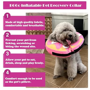 BGGo Inflatable Dog Cone, Soft Adjustable Blow up Donut Collar for After Surgery - Suitable for Small, Medium, Large Dogs and Cats - Image 4