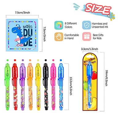 TAFULOR Invisible Ink Pen for Kids, Birthday Party Favors for Girls Boys, Spy Pens with UV Light Secret Message Magic Markers, Goody Bag Stuffers Toys for 4-12 Year Old Girls Boys Gift (24PCS) - Image 2