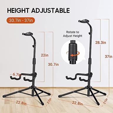 CAHAYA Universal Floor Guitar Stand - Folding Stands with Neck Holder for Acoustic, Electric, Classical & Bass Guitars - 2Pack CY0287 - Image 2