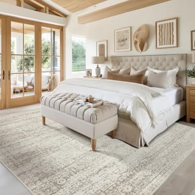 Srugn Washable Rugs 8x10 Area Rugs for Living Room,Ultra Soft Faux Wool Retro Rugs for Bedroom,Dining Room,Non Slip&Non-Shedding Low Pile Vintage Print Rug Indoor Large Carpets for Home Office Decor - Image 9