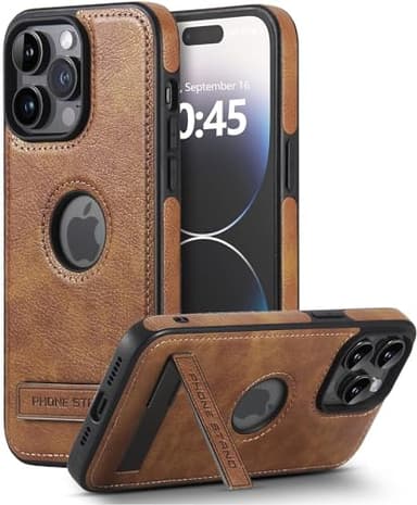 KSELF Leather Case for iPhone 13 Pro Max Case, Protective Slim with Kickstand Shockproof Phone Cases, Built-in Invisible Stand Compatible with iPhone 13 Pro Max 6.7'' (Brown, for iPhone 13 Pro max) - Image 1