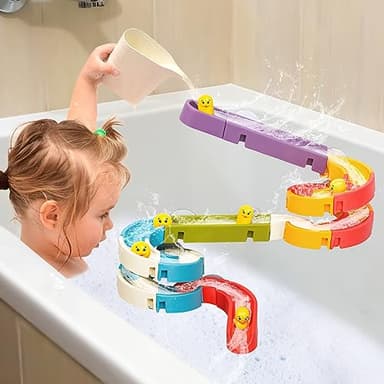 Aprilwolf Duck Slide Bath Toys for Kids Ages 4-8, Wall Track Building Set 3+ Year Old, Fun DIY Kit Bathtub Time Birthday Gift for Toddler Boys & Girls (34 PCS) - Image 4