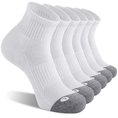FITRELL 6 Pack Men's Athletic Ankle Socks Cushioned Sports Running Socks, Shoe Size 9-12, White - Image 1