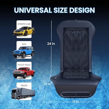 TOWTAMER 2025 Upgraded ICY Seat, Semiconductor Ventilated Cooling Car Seat Cover(Front Seat),12V-24V Cooling Car Seat Cushion with 3 Temp Modes,Universal Fit for SUV/Truck Accessories(Ice-Core Black) - Image 7