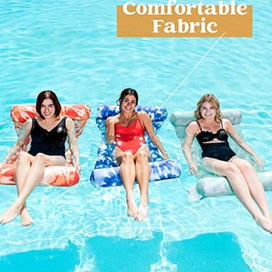 Sloosh 3 Pack 4-in-1 Inflatable Pool Floats Hammock, Water Hammock Lounges, Multi-Purpose Swimming Pool Accessories (Saddle, Lounge Chair, Drifter) for Pool, Lake, Outdoor, Beach (Green/Blue/Orange) - Image 4