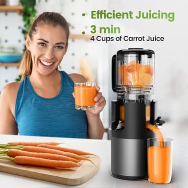 Cold Press Juicer Machines, High Nutrient Retention, 99% Juice Yield, 5.3" Wide Feed Chute for Whole Fruits & Vegetables, Quiet Slow Masticating Juicer, BPA-Free, Easy to Clean - Image 2