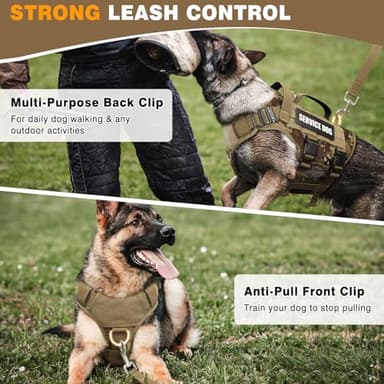 WINSEE Service Dog Vest Harness for Large Dog, Tactical Working MOLLE Vest with 10 Pet Patches, No Pull Heavy Duty Harness for Training Walking - Image 4