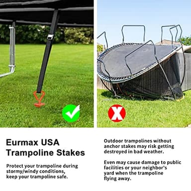 Eurmax USA Trampoline Stakes Heavy Duty Trampoline Parts Steel Stakes Anchor Kit for Trampolines Canopy Anchor Dog Tie Out Stakes -Set of 4 Bonus 4 Strong Belt(Orange) - Image 5