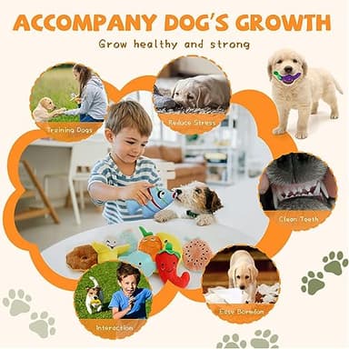 QTwoof Charming Chorus 20-Pack Squeaky Dog Toys Set - Included 4 Dog Bags, Plush Puppy Toys with Irresistibly Cute Characters for Small Dogs, Interactive Dog Squeak Toys for Fun&Teeth Cleaning - Image 4