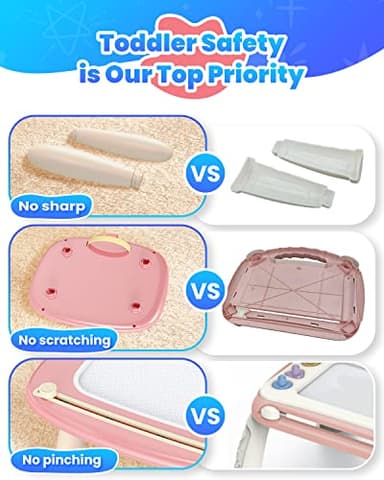 Seimome Magnetic Drawing Board, Toddler Girl Toys for 1-2 Year Old, Doodle Board Pad Learning and Educational Kids Toys for 1 2 3 Year Old Baby Girl Birthday Christmas GIF- Pink - Image 4