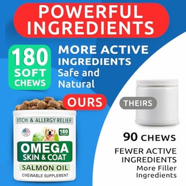 BARK&SPARK Omega 3 for Dogs - 180 Fish Oil Treats for Dog Shedding, Skin Allergy Chews, Itch Relief, Hot Spots Treatment - Joint Health - Skin and Coat Supplement - EPA & DHA Fatty Acids - Salmon Oil - Image 4