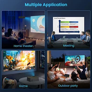 FUDONI Projector with 5G WiFi and Bluetooth, 1080P Outdoor Projector with HDMI and USB, Max 300" Display Zoom Function for Movies & Gaming, Compatible with TV Stick/Phone/Laptop - Image 7