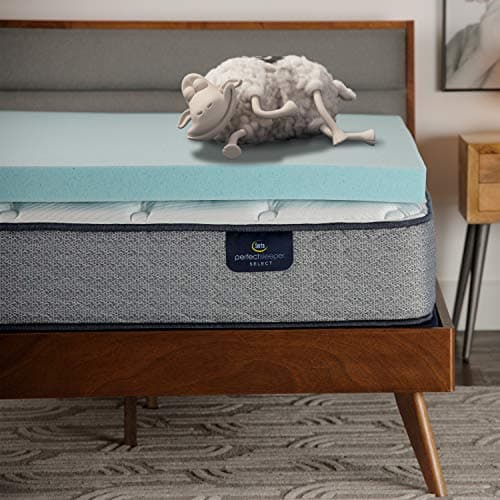 Serta ThermaGel Cooling, Pressure-Relieving Memory Foam Mattress Topper, 3 Inch, King,Blue - Image 1