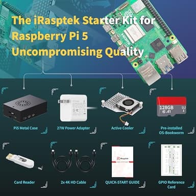 iRasptek Starter Kit for Raspberry Pi 5 8GB RAM-Pre-Loaded with 128GB Edition Raspberry Pi OS (Aluminum Case) - Image 4