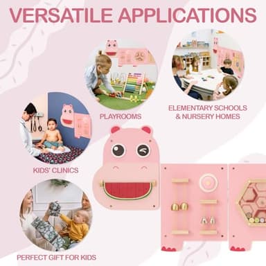 Monläurd® Hippo Montessori Busy Board, Sensory Board, Educational Toys, Sensory Wall Panel, Wall Toys, Daycare Furniture, Playroom Furniture, Learning Toys, Boys and Girls 6 M+ - Image 3