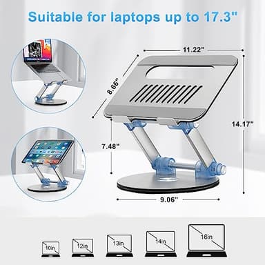 Fccabin Laptop Stand Base Swivel 360°, Well-Built Adjustable Folding Anti-Skid Raise Tilt Align Ergonomic Tablet Strong Laptop Mount Stands Notebook Compatible with iPad All Laptops - Image 3