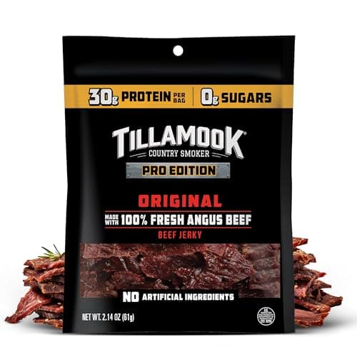 Tillamook Beef Jerky, Country Smoker PRO Edition, Zero Sugar, Original, 2.14 Oz, Real Hardwood Smoked Fresh Angus Beef, Low Carb, High Protein, Ready to Eat Keto Snack for Athletes, Gluten Free - Image 1