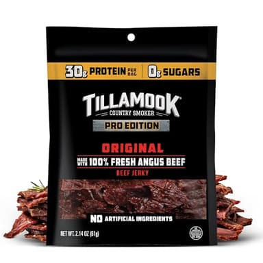 Tillamook Beef Jerky, Country Smoker PRO Edition, Zero Sugar, Original, 2.14 Oz, Real Hardwood Smoked Fresh Angus Beef, Low Carb, High Protein, Ready to Eat Keto Snack for Athletes, Gluten Free - Image 1