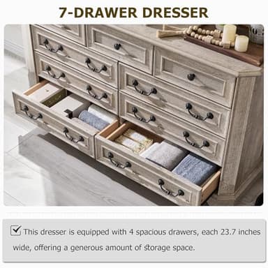 T4TREAM Farmhouse 9 Drawers Dresser for Bedroom, 54" Wide Wood Rustic Chest of Drawers with Natural Texture, Vintage Design, Storage Dressers Organizer for Bedroom, Living Room, Light Rustic Oak - Image 5