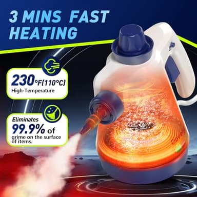 Steam Cleaner, Pressurized Handheld Steam Cleaner for Home with 12pcs Accessories & Safety Lock, Multi-Surface & Powerful Home Use Steamer for Cleaning, Car, Bathroom, Shower, Window, Grime, Grease - Image 2