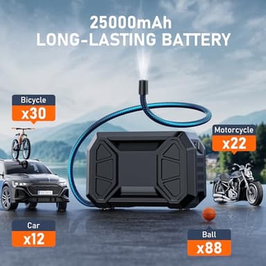 Tire Inflator Portable Air Compressor, 150 PSI Cordless Air Pump for Car Tire 12V DC Dual Power Battery Electric Bike Tire Pump with Pressure Gauge LED Light for Car, Motorcycle, Bicycle, Bike, Ball - Image 6