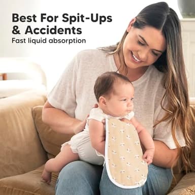 5-Pack Muslin Burp Cloths Baby Boy, Girl - Very Absorbent Baby Burp Cloth Rags, 8-Layers Viscose Derived from Bamboo Cotton Muslin Towel, Super Soft Spit Up Rags, No Shrink Washcloths (Lunaris) - Image 5