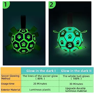 QDAN Dog Ball, Glow in The Dark Dog Toys, Light Up Soccer Ball for Dogs, Outdoor Dog Toys, Doggy Water Toy, Puppy Birthday Gifts for Medium Large (8 Inch) - Image 6